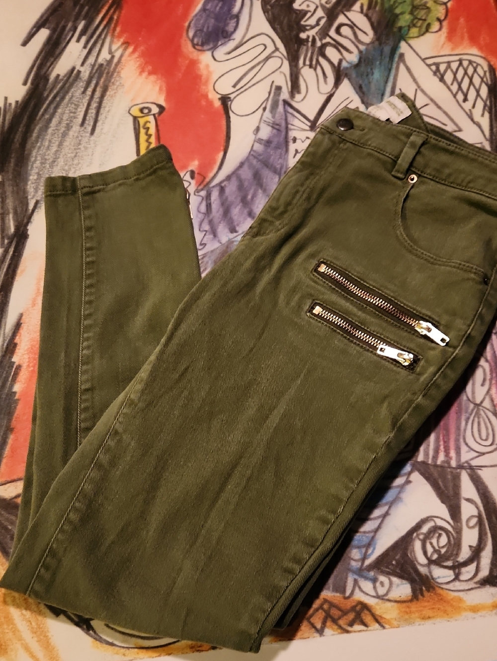 H&M Olive Green Utility Jeans